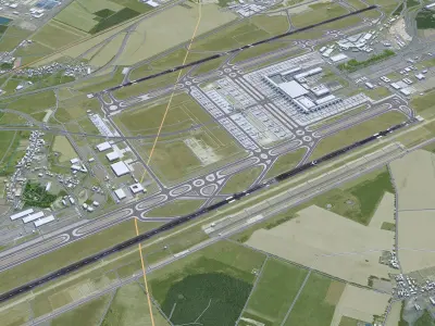 Berlin Brandenburg and Schonefeld Airport  Low-poly 3D model