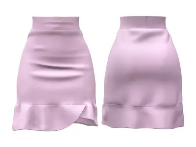 Korean Style Mini Skirt Tucked In Shirt Handbag Outfit Low-poly 3D model