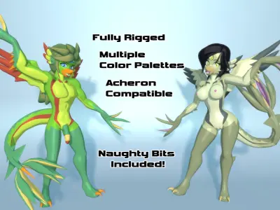 Acheron Snallygaster Nude Low-poly 3D model