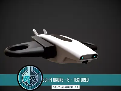 Low Poly Sci-Fi  Drone - 5 -  Textured Low-poly 3D model