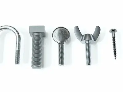 Collection of 21 bolts and screws 3D model