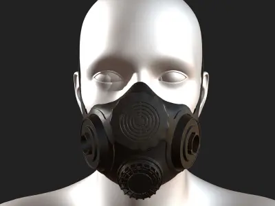 Gas mask helmet 3d safety isolated military combat  Low-poly 3D model