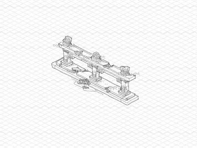 Game model - gorgeous square fence 2 3D model