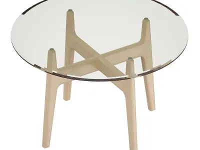 Tate 48 Round Dining Table with Glass Top and Sand Base 3D model