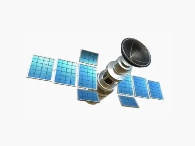 Satellite A08 Aluminum - SciFi Space Design Low-poly 3D model