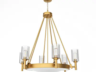 Collier-6-light-chandelier-in-heritage-brass-with-clear-glass... 3D model