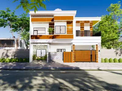 2 Floor House Design Modern Style  3D model
