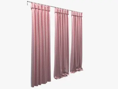 Goblet Heading pink kids Curtain 3D model