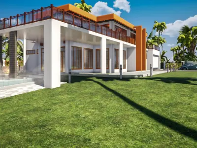 Beach House Villa Low-poly 3D model