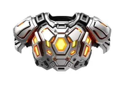 SciFi Cybernetic Armor Chest Piece Low-poly 3D model