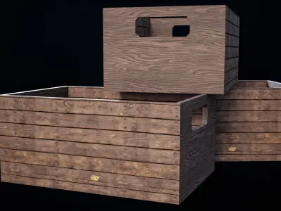 Wooden Old Food Box PBR Low-poly 3D model