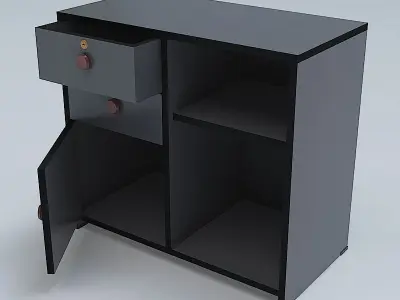 Cabinet nightstand with two drawers 3D model