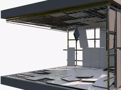 Abandoned Modular Booth M1 3D model