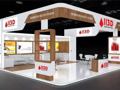 Exhibition Stand Stall Three Side Open 8X7 3D model
