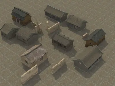 Old houses Low-poly 3D model get