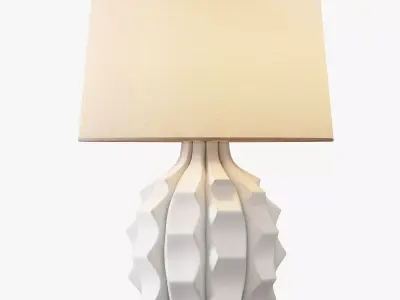 SCALLOPED CERAMIC TABLE LAMP  WHITE 3D model