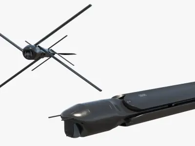  Tactical Loitering UAV Weapon in Flight Black 