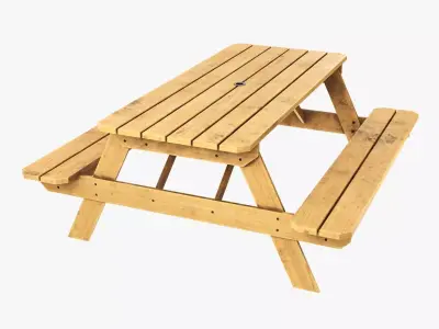 Picnic Table Wood dirty 3D model