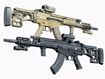 Modular tactical MK17 MOD0 FN SCAR-H Low-poly 3D model