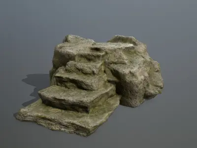 Altar Set rock Low-poly 3D model