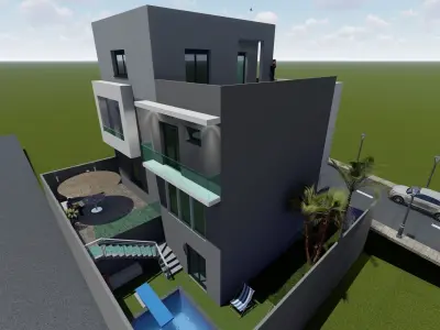 Modern house exterior design  3D model