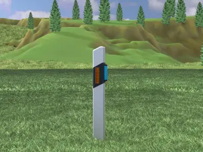 Delineator with wildlife warning reflector yellow L Low-poly 3D model