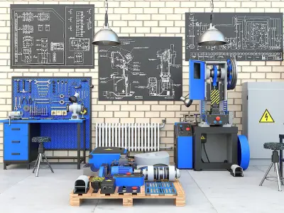 Mechanical press - Collection for industrial interior one 3D model