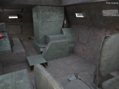 Forest Camo Combat Vehicle Worn Dirty with Interior Rigged for Cinema 4D 3D model