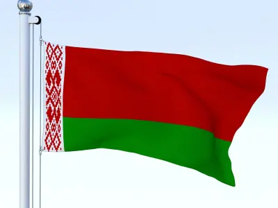 Animated Belarus Flag Low-poly 3D model