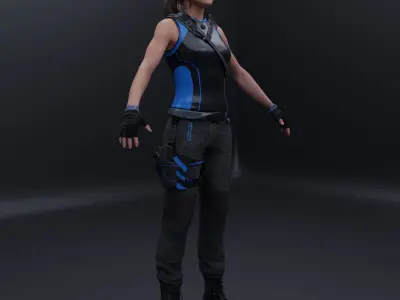 Lara Croft Tom Raider Sci fi RIGGED Game Ready 3D model