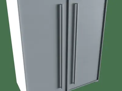 Bookshelf wooden cabinet with glass doors Low-poly 3D model