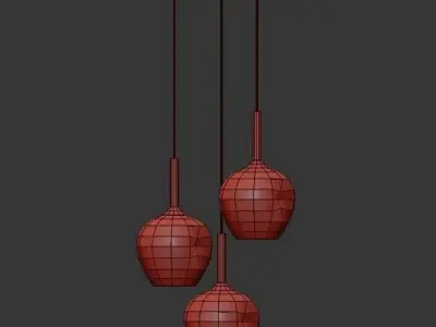 TERAL three light pendant with glass globes 3D model