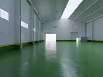 Factory Hall Interior 4 Low-poly 3D model