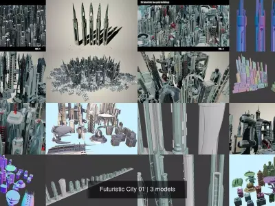 Futuristic City 01 3D Model Pack