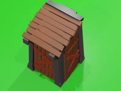 3d  Barn or rural toilet low poly game ready Low-poly 3D model