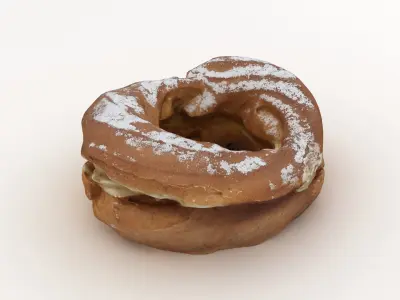 Bagel donut with powdered sugar 3D model
