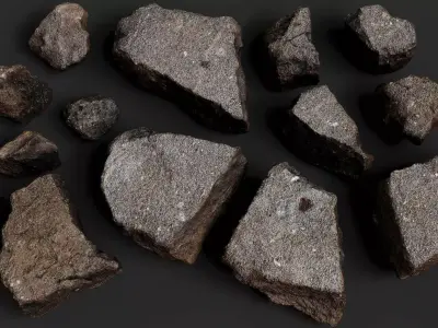 asphalt debris street shards detail PBR photogrammetry Low-poly 3D model