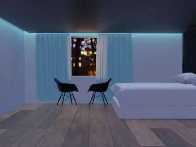 A bedroom with walls and floor Free 3D model