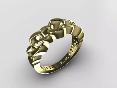 Cuban Link Statement Ring 14K Gold 3D print model