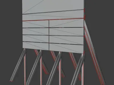 Wooden Billboard for Construction Sites Version 1 Low-poly 3D model