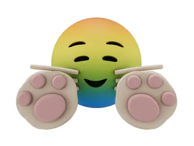 Cat Smiling Face With Cat Paw Emoji v1 006 Low-poly 3D model