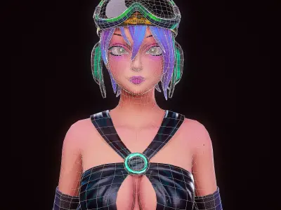 Girl 3D Model woman with hair and shorts Low-poly 3D model