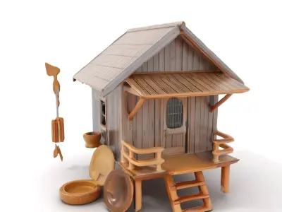 Rustic Thai House model pack Low-poly 3D model