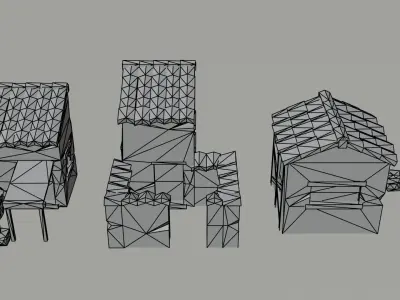 Cartoon ancient rome buildings Polygonal Style Low-poly 3D model