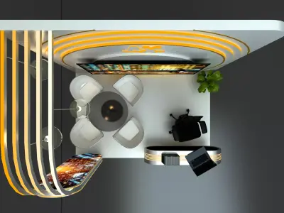 backwall highly-detailed 3x2 booth 3D model