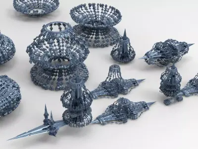 Sci fi swarm bridgeway 10 designs  3D model