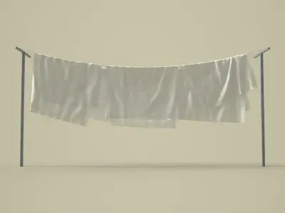 Laundry Sheets on the Rack 3D model