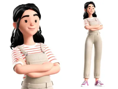 Cartoon Designer Girl Woman Illustration 3D model