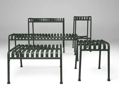 Palissade Ottoman and Table and Bar Stool and Stool and Bench 3D model