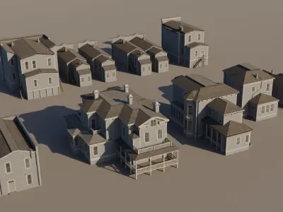 American Italianate Houses - Classic US Pack Low-poly 3D model